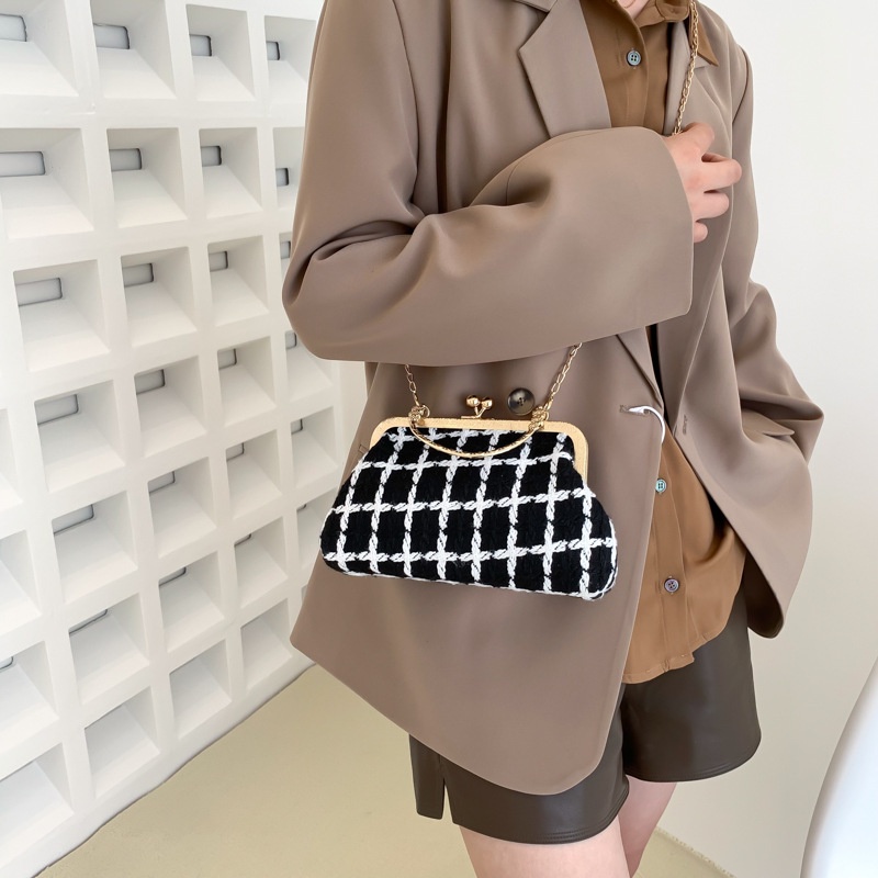 Túi Xách JASMIN NOIR Nữ Bằng Len Phối Dây Xích Thời Trang