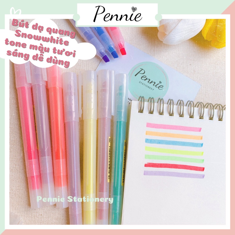 Bút dạ quang Pennie Snowwhite chuyên highlight nhiều màu sắc lựa chọn hỗ trợ học tập đọc sách