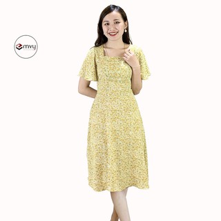 Váy xòe Lụa Hàn hoa nhí Emvy - V38