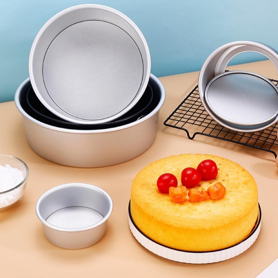 Khuôn Tròn Nướng Bánh Bông Lan Gato Dụng Cụ Làm Bánh Sinh Nhật Đường Kính 2 inchs 4inchs Nhôm Trắng Cao Cấp