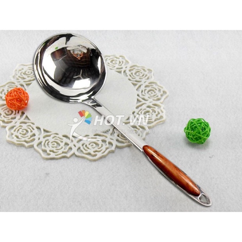 Muôi Múc Canh, Muôi Thủng, Xẻng Lật Inox 304, Đồ Dùng Nhà Bếp Cán Nhựa Giả Vân Gỗ Cao Cấp