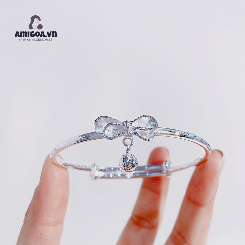 ✨✨Vòng Đeo Tay Bạc Đính Chuông Nơ Ngọt Ngào Dễ Thương Làm Quà Tặng Cho Bạn Gái/ Bạn Gái