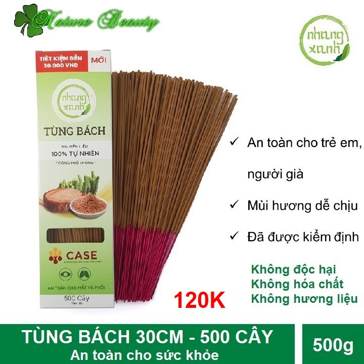 Nhang Tùng Bách Nhang Xanh 30cm - Nhang không hóa chất độc hại, không cay mắt và an toàn cho sức khỏe