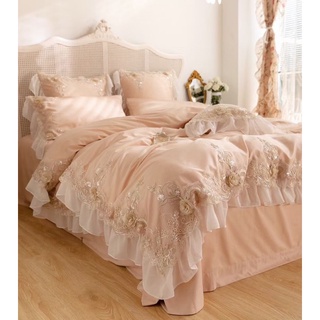 Bộ chăn ga lụa Tencel bông hồng xinh xắn, tiểu thư 7 món