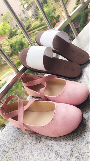Giày búp bê ballet dây chéo