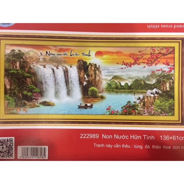 Tranh thêu chữ thập Phong Cảnh Non Nước Hữu Tình 222989 (136x61) chưa thêu