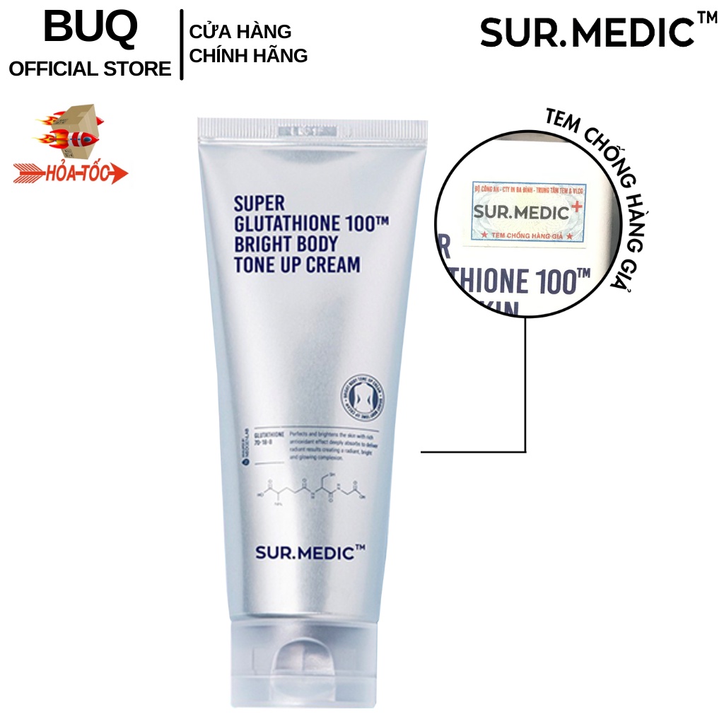 Kem Nâng Tone Da Toàn Thân SURMEDIC Super Glutathione 100TM Bright Body Tone Up Cream 150ml