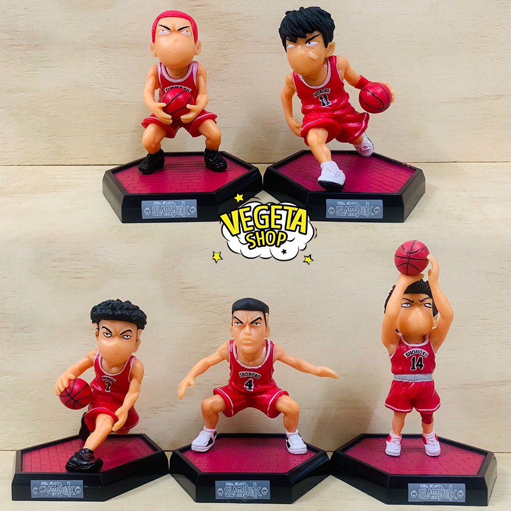 Mô hình Slam Dunk - Bóng rổ Slam Dunk - Trường Shohoku - Hanamichi Rukawa Akagi Mitsui Ryota - Cao 8~9cm