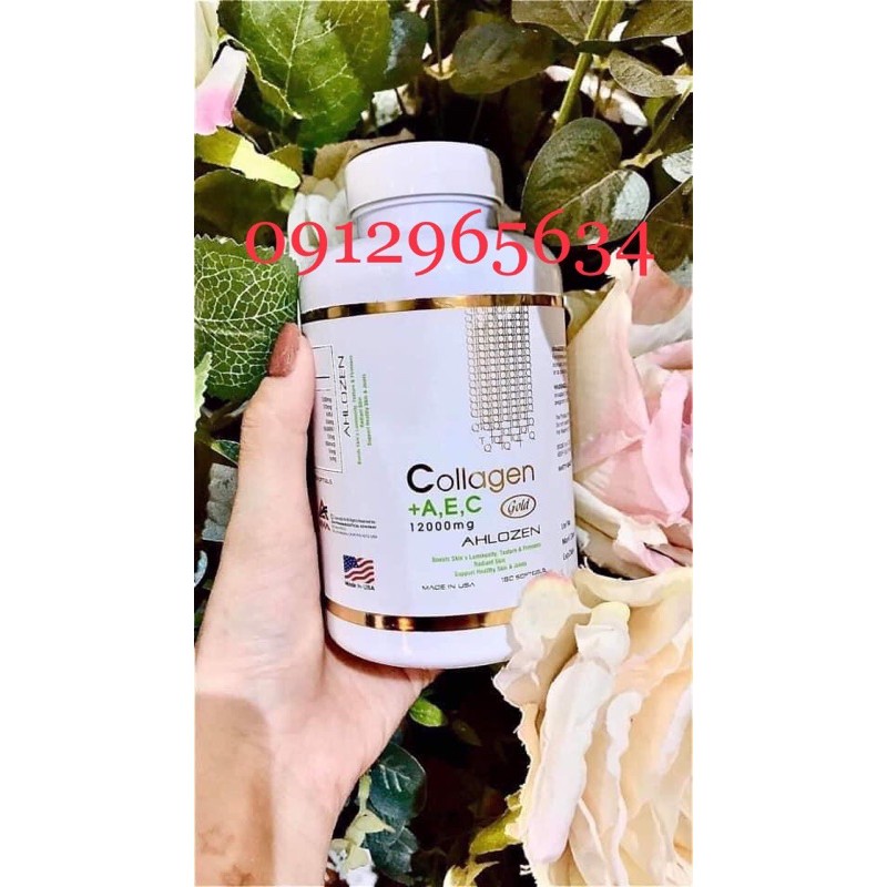 Collagen AEC 12000mg Ahlozen giúp làn da trẻ trung ngăn lão hoá bổ sung dưỡng chất cho phụ nữ 180 viên