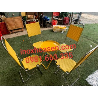Bàn ghế xếp giá rẻ( 4 ghế lưng cao,1 bàn xếp)