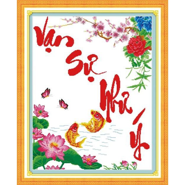 Tranh Thêu Chữ Thập Vạn Sự Như Ý 222747 (KHÁCH TỰ THÊU) KT:66X43CM