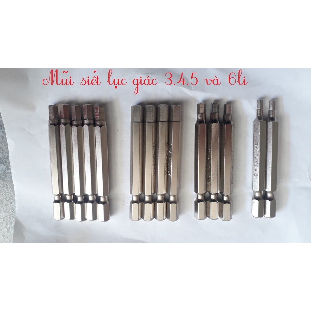 Đầu Lục Giác Lắp Máy Khoan, lục giác bắt ke vĩnh cửu mũi siết lục giác 3 4 5 và 6li không tòe đầu