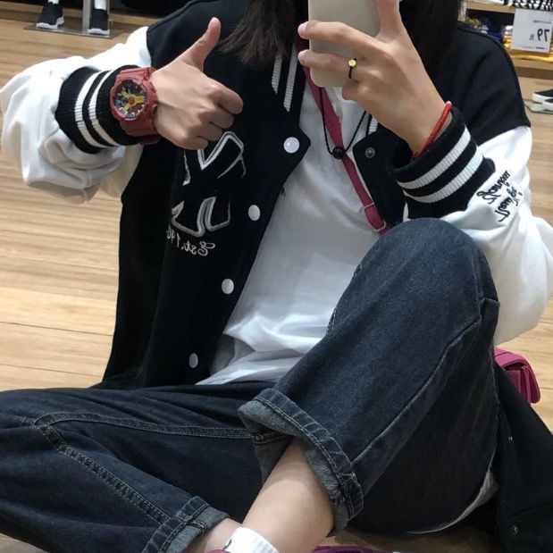 Áo khoác bóng chày dáng rộng thời trang cho nam nữ