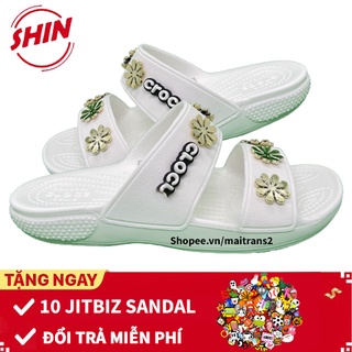[SIÊU SALE] dép sandal💖FREESHIP💖dép sandal cross họa tiết trắng cực xinh MAITRANSDL81 tặng thêm 10jibtiz cài dép sanda