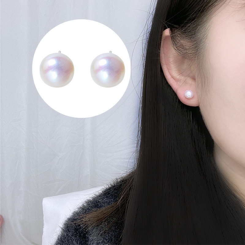 Bông Tai Bạc S925 Đính Ngọc Trai Giả Đơn Giản Thanh Lịch Cho Nữ