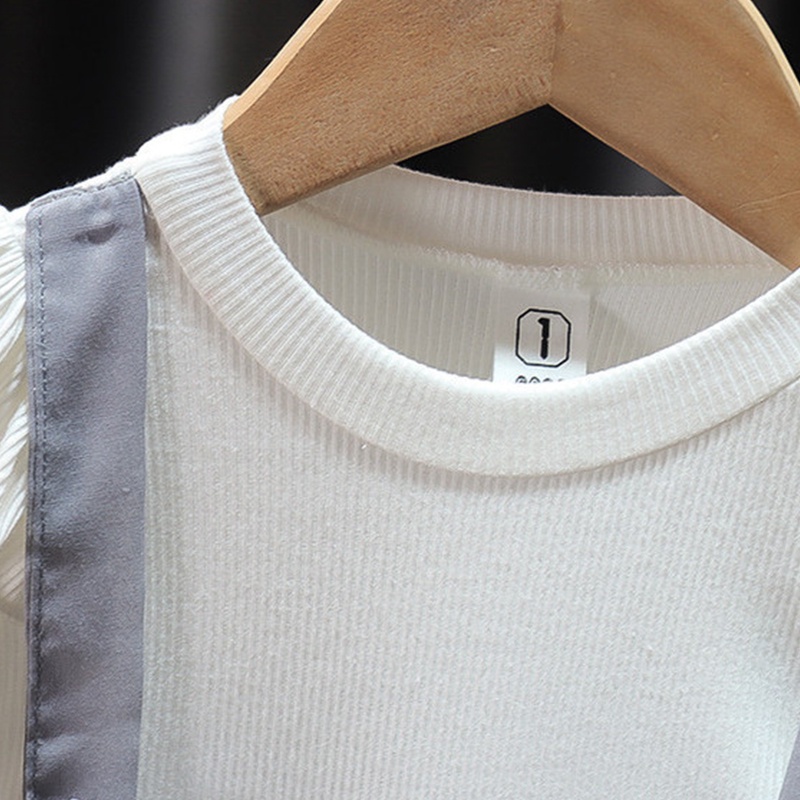 Bộ Áo Sơ Mi Phối Nơ + Chân Váy Xinh Xắn Thời Trang Cho Bé Gái akku