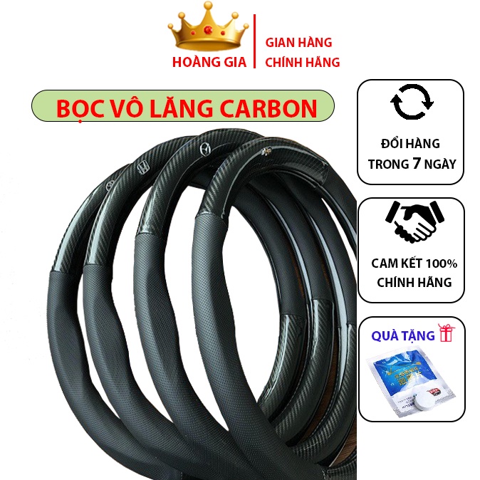 Bọc Vô Lăng Cao Cấp – Bọc Volang Ô Tô Vân Carbon Thiết Kế Nhỏ Gọn Chống Trơn, Chống Trượt Đủ Logo Các Hãng Xe