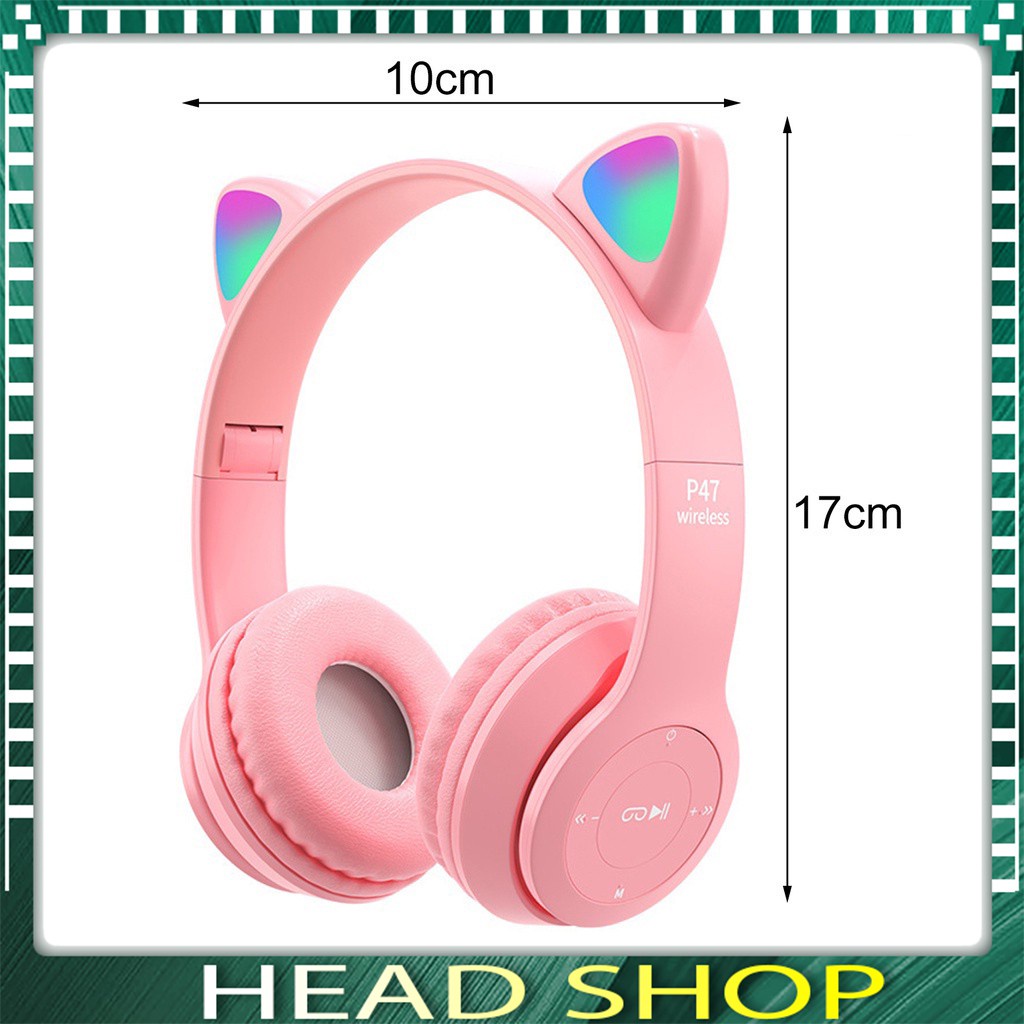 Tai Nghe Chụp tai Mèo Bluetooth P47 ST71 Headphone Dễ Thương Có Mic, Âm Bass Mạnh Mẽ PIN TRÂU tiện lợi
