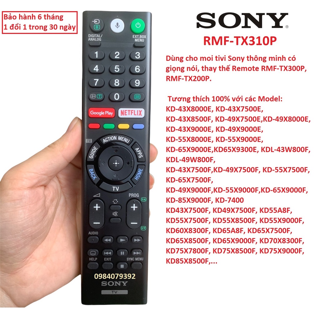 Điều khiển tivi Sony giọng nói chính hãng RMF-TX310P  dùng chung RMF-TX300P TX200P Smart