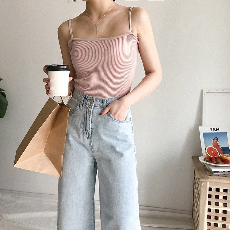 Áo Dệt Kim Hai Dây Sợi Bún Cổ U Dáng Ôm Tôn Dáng Vải Mềm Mại Thoáng Mát - MSP T36 | BigBuy360 - bigbuy360.vn