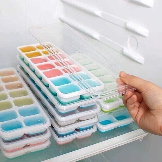 Khay Làm Đá Silicon Có Nắp Đậy 14 Viên Bảo Quản Chống Mùi H159-B