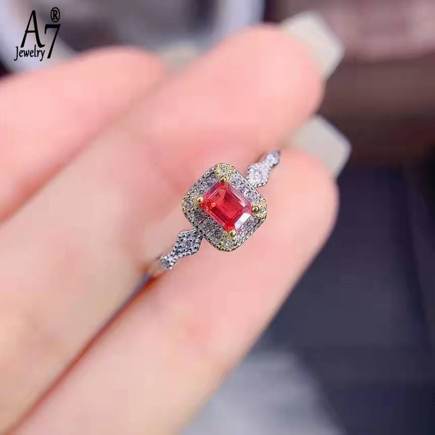 Nhẫn Đính Đá A7 Ruby Hai Tông Màu Hở