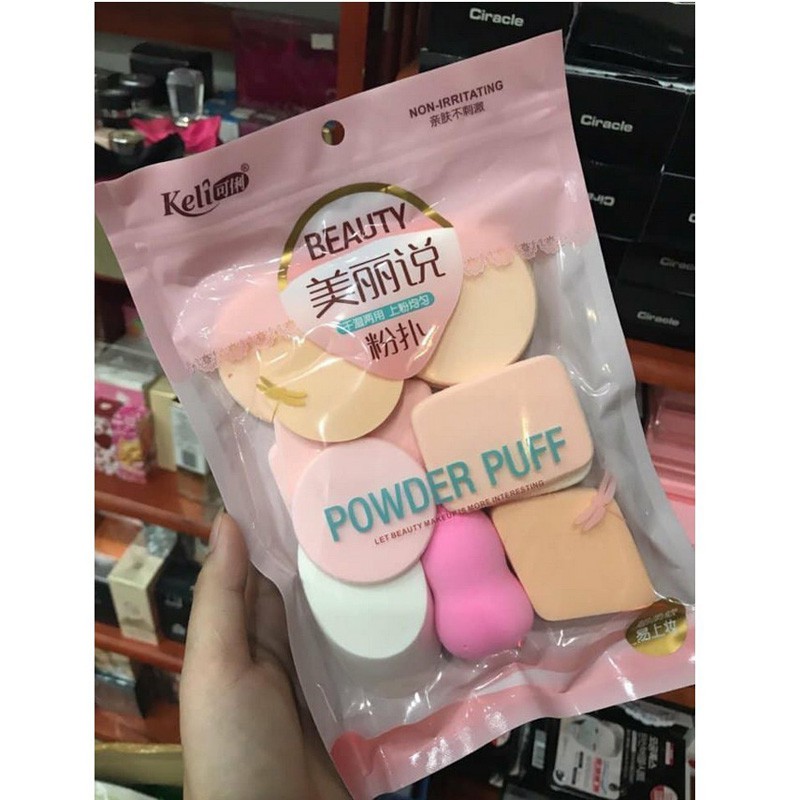 Bộ 13 bông mút trang điểm Keli siêu rẻ siêu tiết kiệm tiện dụng | BigBuy360 - bigbuy360.vn