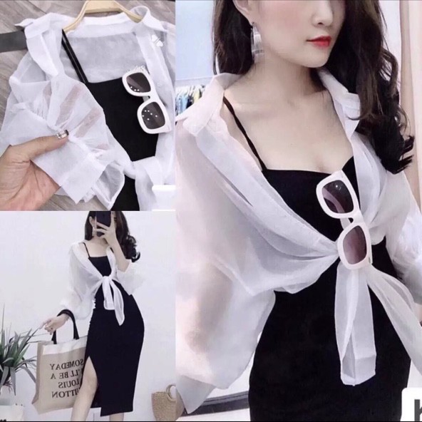 [ RẺ VÔ ĐỊCH ] Áo sơ mi vải voan thắt eo xinh U24112 hình thật
