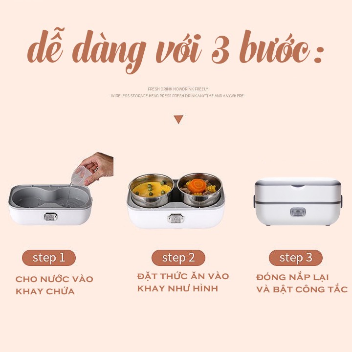 Hộp Cơm Điện Hâm Nóng Đồ Ăn Thông Minh, Công Nghệ Gia Nhiệt Hiện Đại 1 Tầng Electric Lunch Box Vmartcook DFH-C01