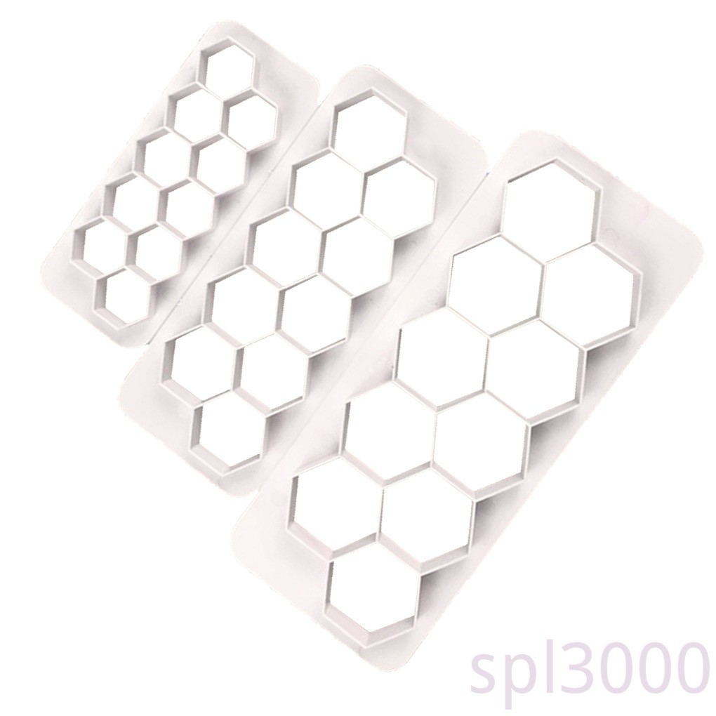 Set 3 Khuôn Cắt Tạo Hình Lục Giác Trang Trí Bánh