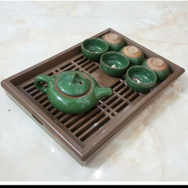 Khay trà giả gỗ kiểu dáng cổ điển Việt Nhật thumbnail