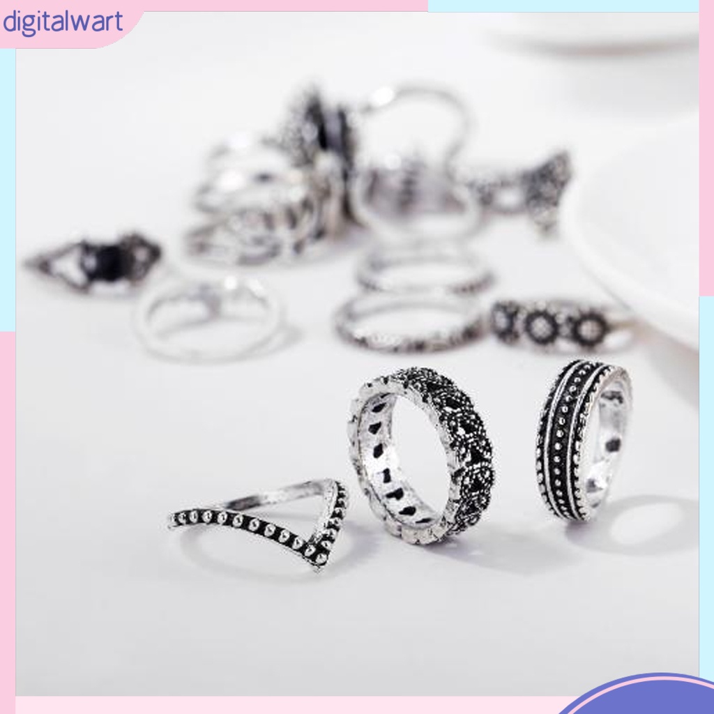 Set 15 nhẫn đeo ngón tay phong cách thời trang dành cho nữ