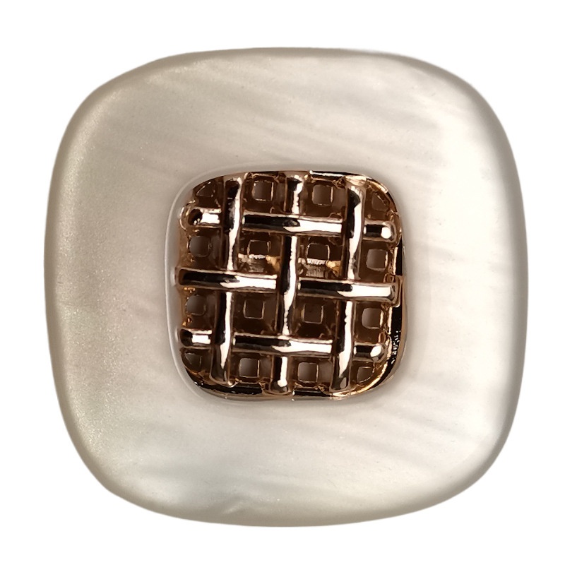 Bộ 5 Nút Áo Khoác Hình Vuông Bằng Kim Loại Đính Ngọc Trai Sang Trọng