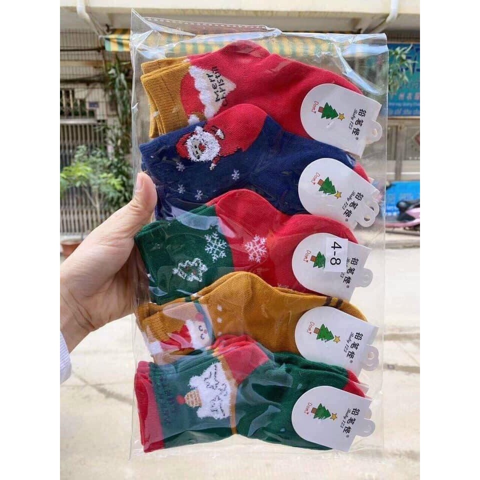 Combo 10 Đôi Tất noen cho bé Chất siêu đẹp sờ mềm tay, dày dặn, in hình Noel ngộ nghĩnh và đáng yêu,Tất noen ,Tất cao cổ