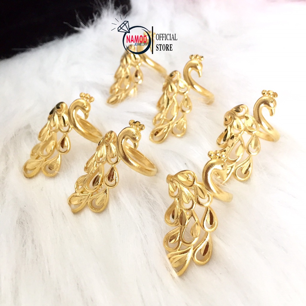 Nhẫn Vàng Nữ Xi kim 24k Hình Con Công Cao Cấp tự chỉnh độ rộng N177 Namoo Jewelry