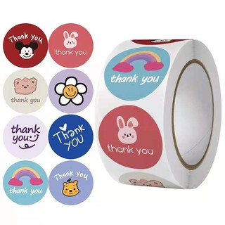Giá Sỉ-Cuộn 500 Nhãn Dán Thank you 25mm Tem Cảm Ơn Hình tròn sticker xinh xắn
