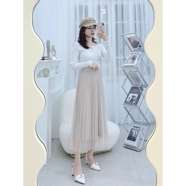 CHÂN VÁY NHUNG PHA REN MẶC ĐƯỢC 2 MẶT