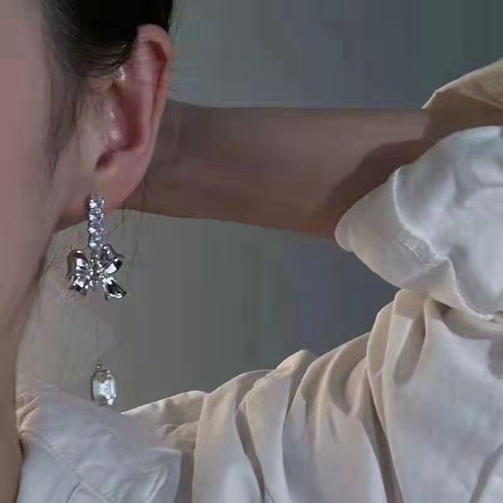 MOCHO Bông Tai Hình Học Đính Đá Phong Cách Pháp Ngọt Ngào Cho Nữ