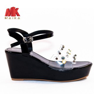Xăng đan đế xuồng quai ngang cao 8cm S142 Đen đế đúc, thời trang, trẻ trung, phù hợp đi học, đi chơi, đi làm MK MAIKA