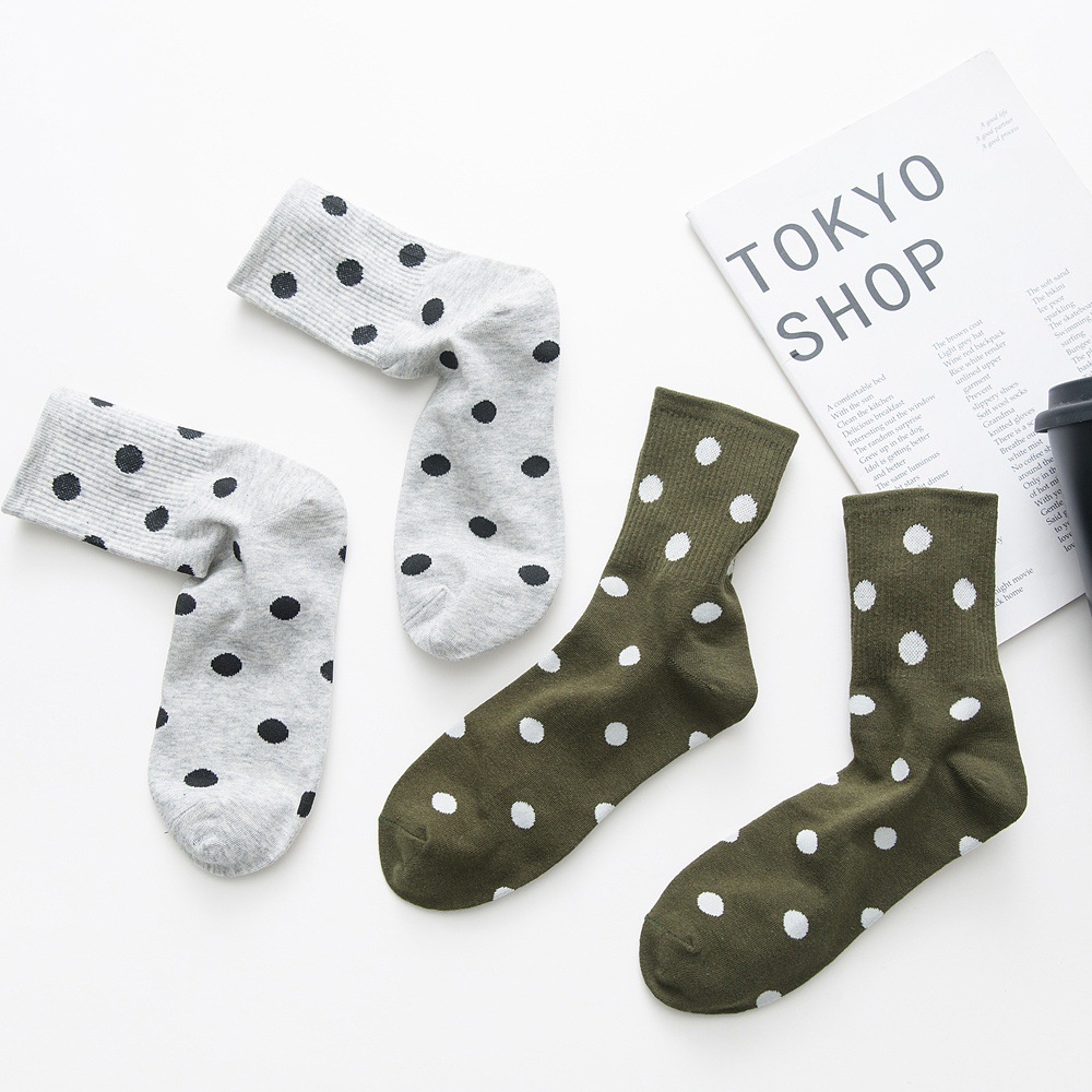 Vớ WAFNHA D334 in họa tiết chấm bi kiểu Hàn Quốc dễ thương cho nữ