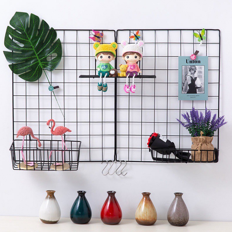 Khung lưới sắt ❤️Tặng móc treo❤️ trang trí treo tường, decor kt 35x35cm