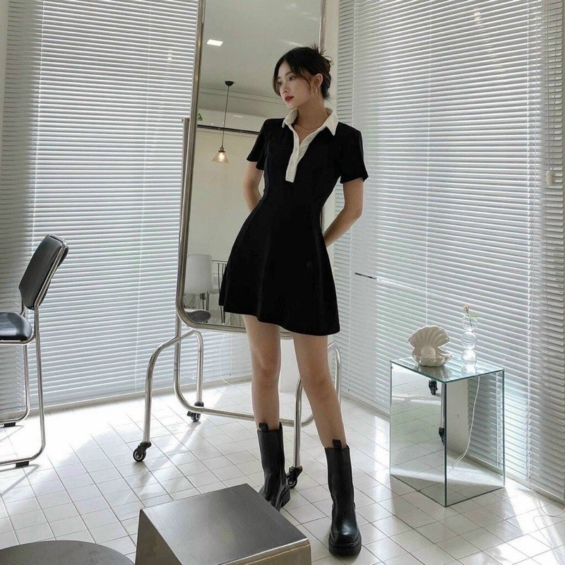 VÁY BODY POLO CỔ TRẮNG / VÁY BODY DÁNG XOÈ | BigBuy360 - bigbuy360.vn