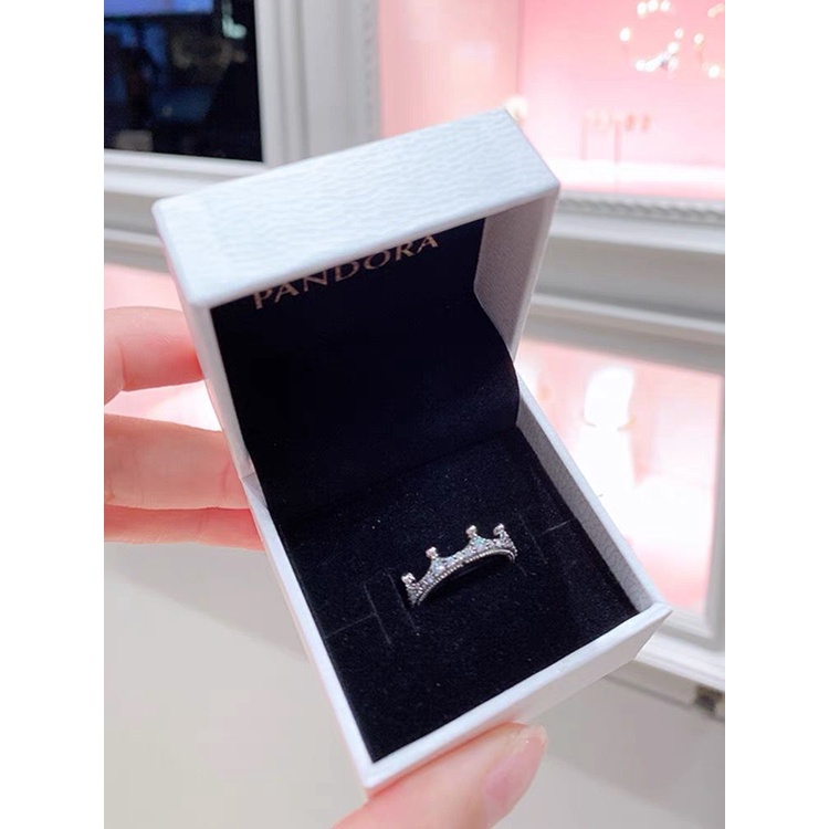 Nhẫn Pandora Mạ Bạc S925 Hình Vương Miện Đính Đá Cz