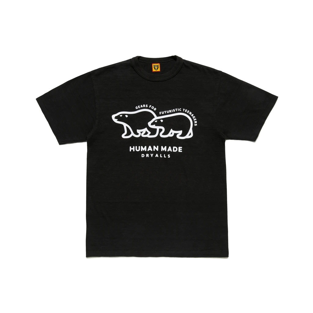 Áo thun cotton tay ngắn dáng rộng in hình gấu bắc cực phong cách Harajuku Nhật Bản cho nam và nữ