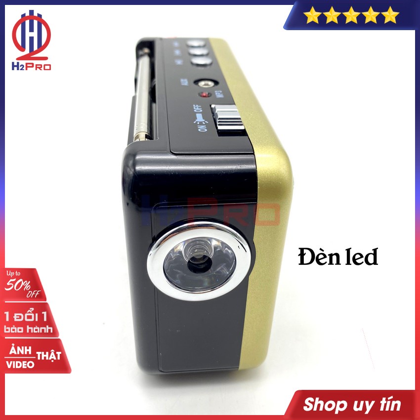 ĐÀI RADIO FM-AM-SW WAXIBA XB-521URT H2Pro nghe nhạc MP3 USB-Thẻ nhớ-AUX, đài radio đa năng pin sạc tích hợp ĐÈN PIN