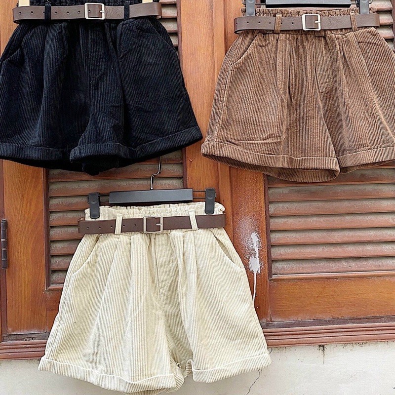 Quần KATO SHORT tăngj kèm belt Chất liệu nhung gân co giãn hàng nhập quảng châu form chuẩn