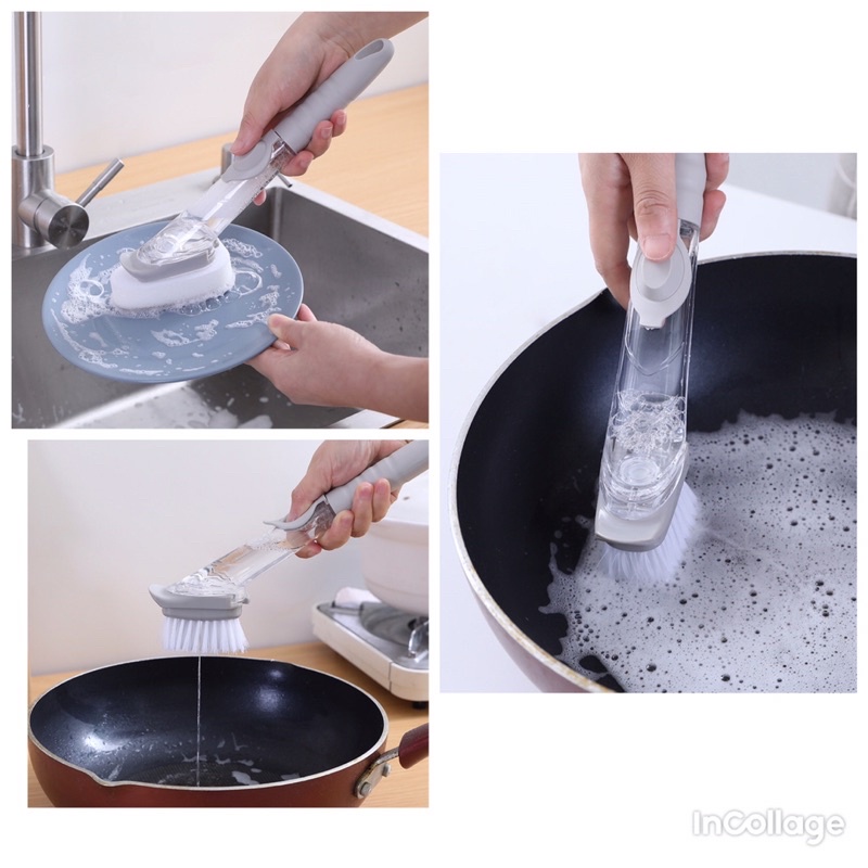 dụng cụ cọ rửa chén, rửa bát vệ sinh lau chùi có tay cầm đa năng