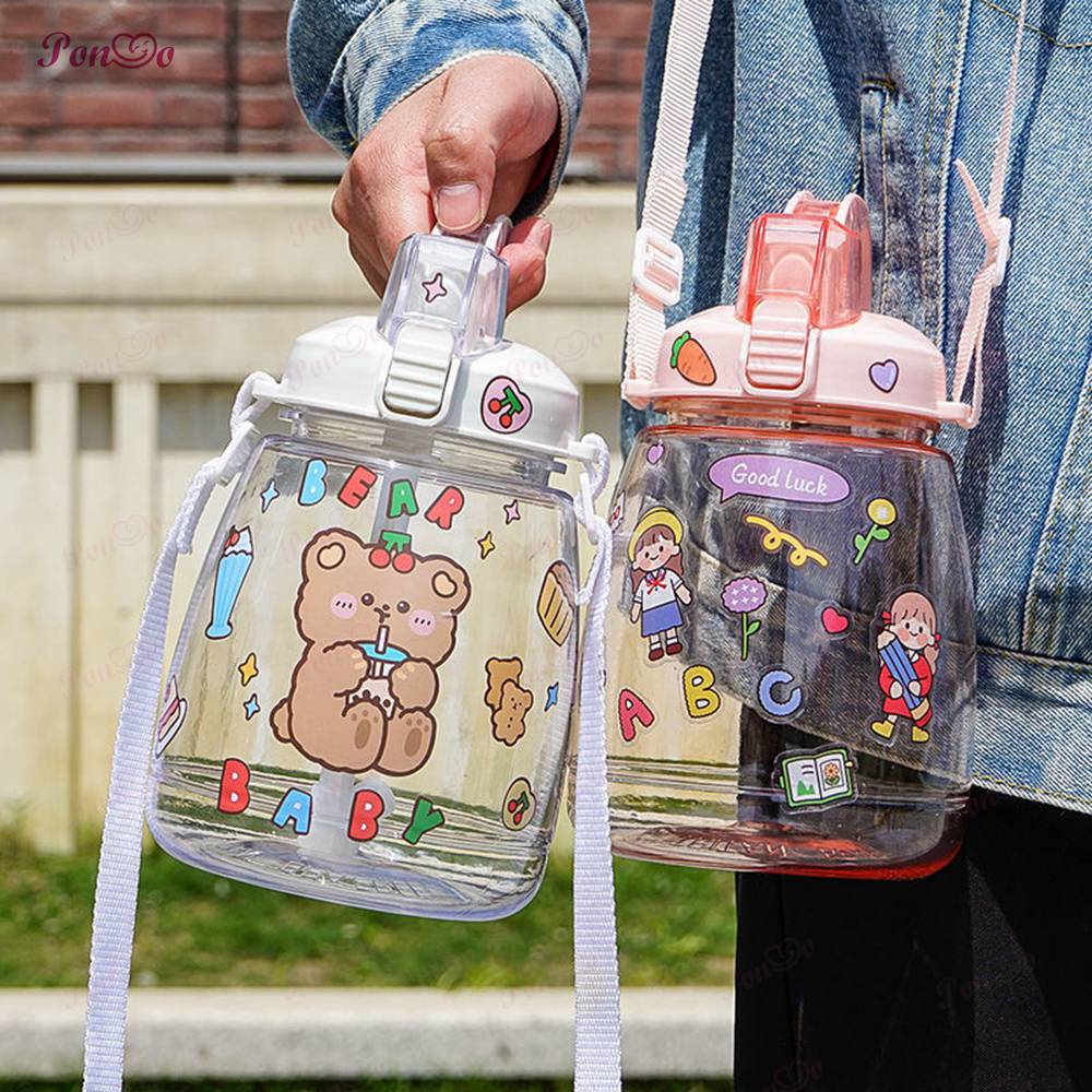 Bình nước có ống hút kiểu dáng dễ thương sử dụng tiện lợi