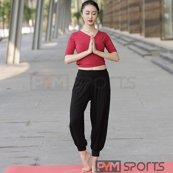 Set Yoga - áo crop buộc dây quần alibaba [ BH GIẶT MÁY 6THÁNG ] Bộ đồ tập yoga che khuyết điểm, siêu thoáng khí,mềm mịn