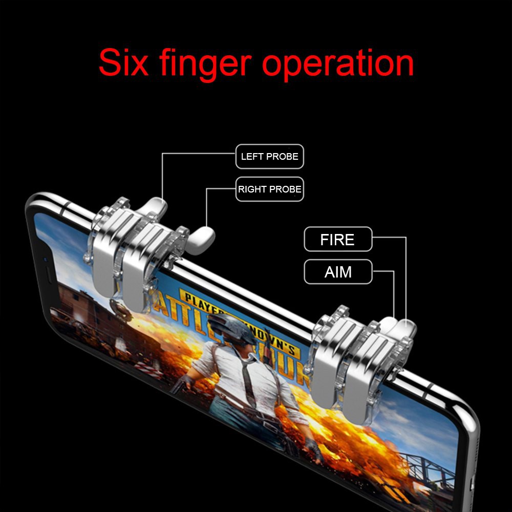 Bộ 02 gamepad nút hỗ trợ chơi game PUBG Hot WH6 hỗ trợ 6 ngón tay cùng lúc cho Smartphone / tablet - Chính hãng
